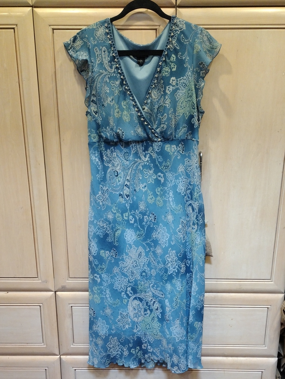 Y2K Blue Paisley Bias Cut Fairy Dress